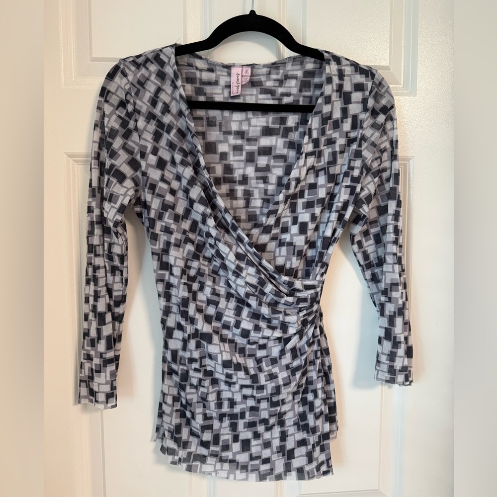 Vtg Y2k Sweet‎ Pea Stacy Frati Babydoll Grunge Whimsigoth Black Flare Top Sz L
